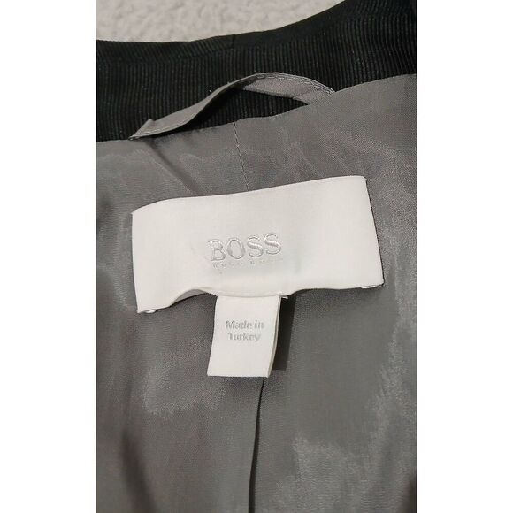 Hugo boss womens size 8 FINE VIRGIN WOOL tartan plaid gray four season blazer - Picture 4 of 9
